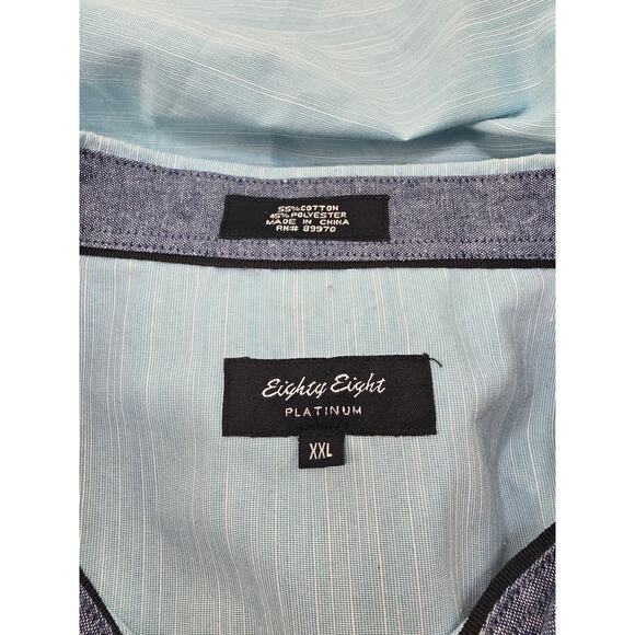 Eighty Eight Platinum Men’s Short Sleeve Button Shirt Blue XXL Casual - Picture 2 of 2